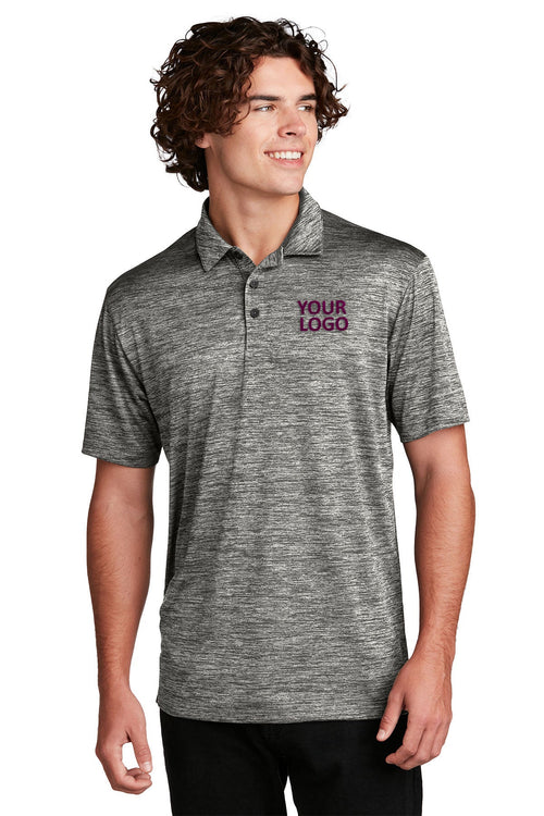 Sport-Tek Ladies PosiCharge Branded Electric Heather Polos, Black Electric