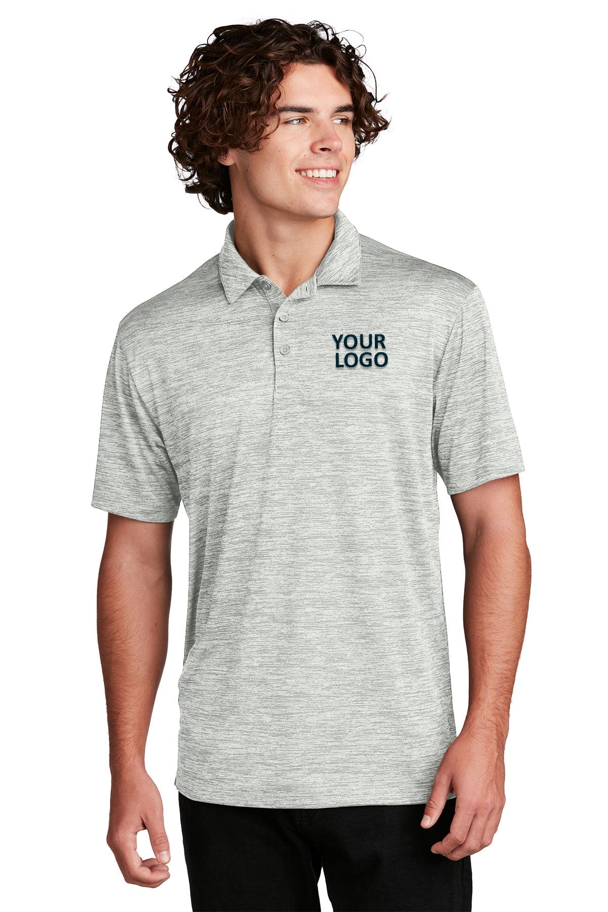 Sport-Tek PosiCharge Custom Electric Heather Polos, Silver Electric