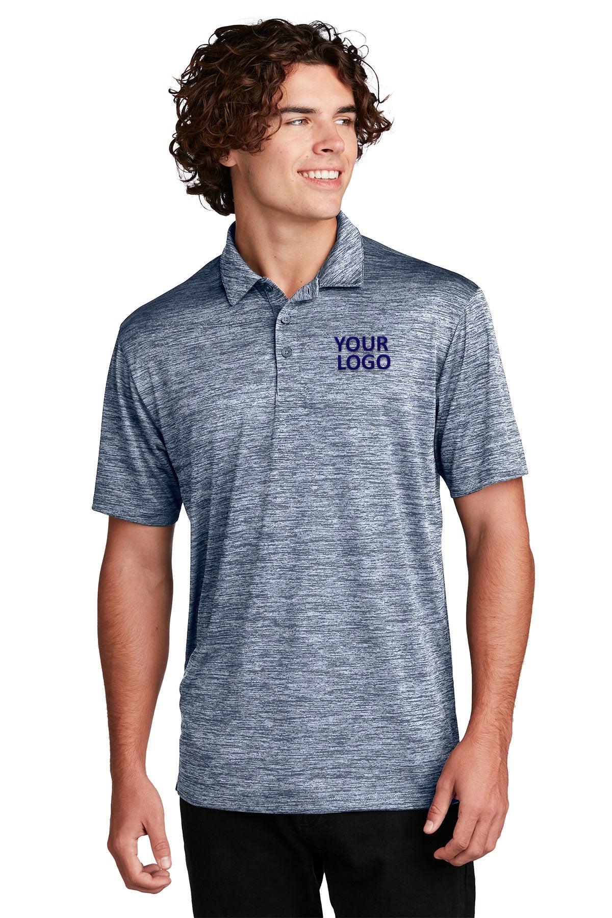 Sport-Tek PosiCharge Custom Electric Heather Polos, True Navy Electric