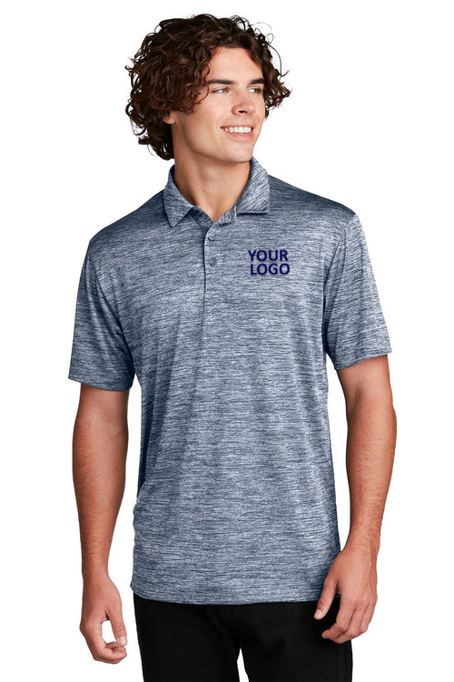 Sport-Tek Ladies PosiCharge Custom Electric Heather Polos, True Navy Electric