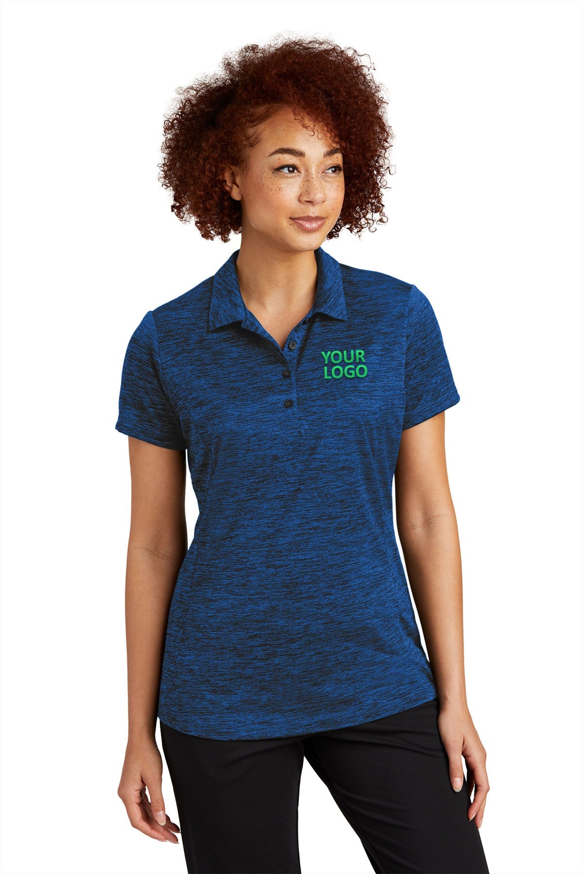 Sport-Tek Dark Royal- Black Electric LST590 custom polos for business