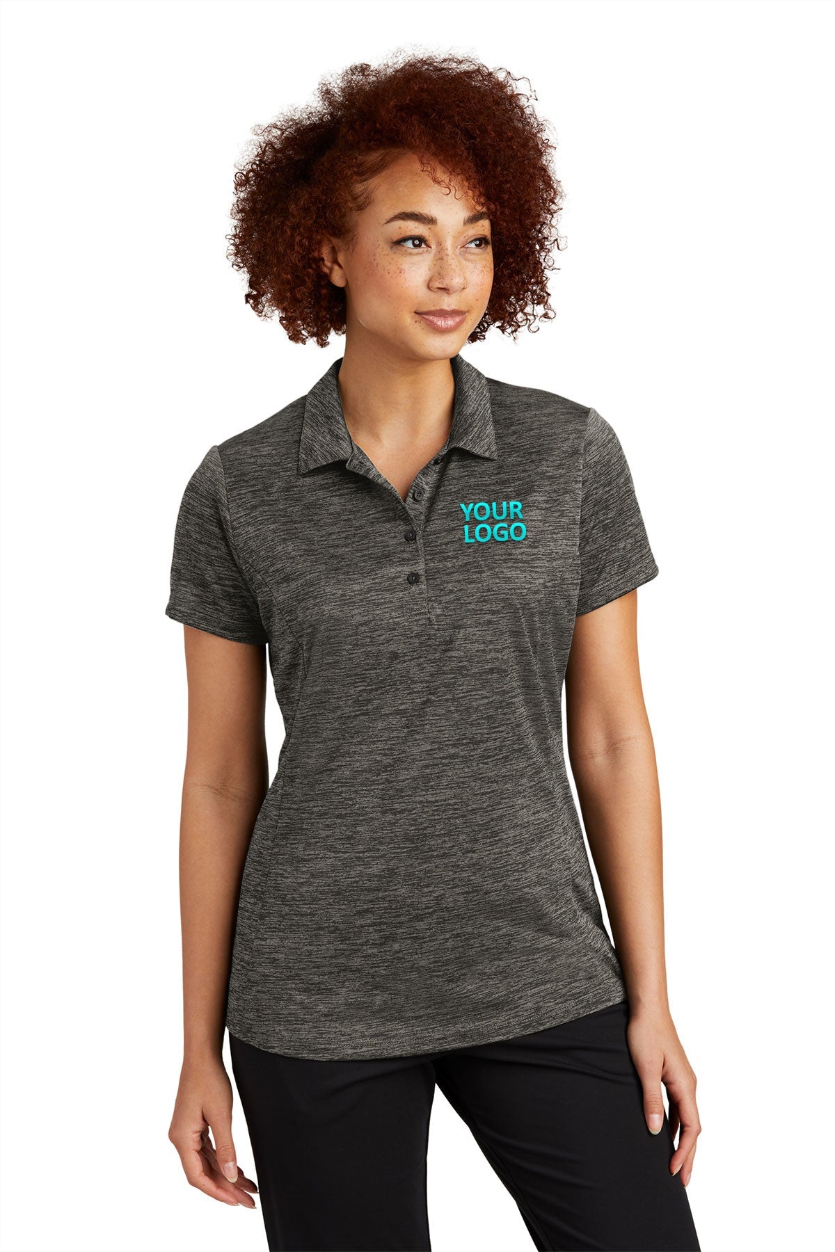 Sport-Tek Grey-Black Electric LST590 polo shirts custom logo