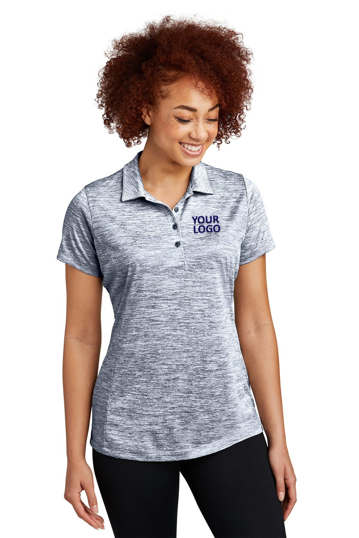 Sport-Tek Ladies PosiCharge Custom Electric Heather Polos, True Navy Electric