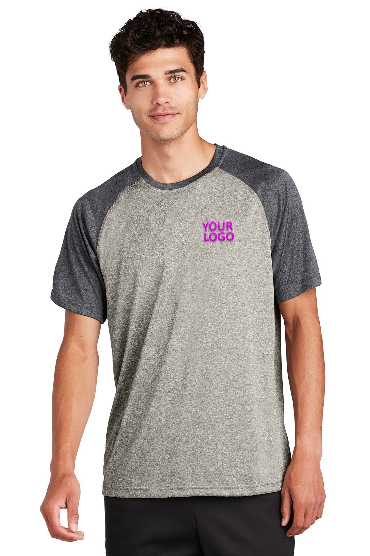 Sport-Tek Heather-On-Branded Heather Contender Tee's, Vintage Heather/ Graphite Heather