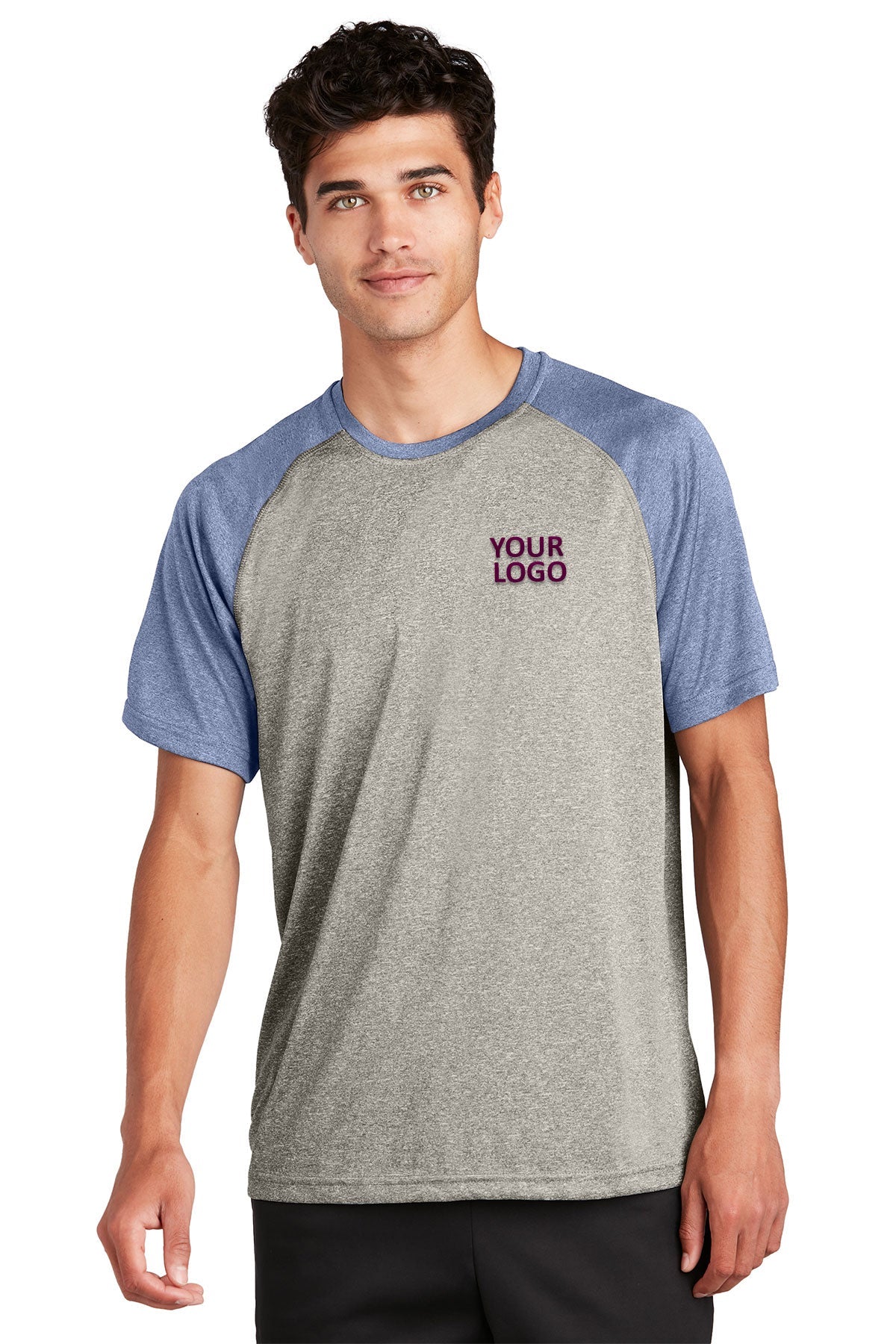 Sport-Tek Heather-On-Branded Heather Contender Tee's, Vintage Heather/True Navy Heather