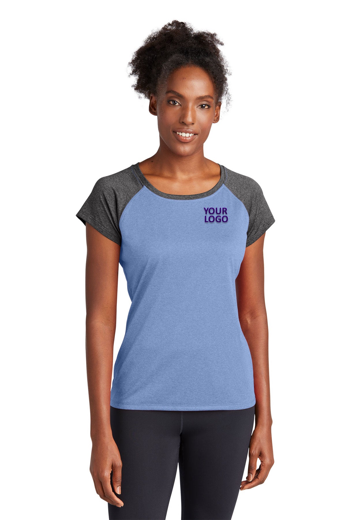Sport-Tek Ladies Heather-On-Heather Contender Scoop Neck Tee