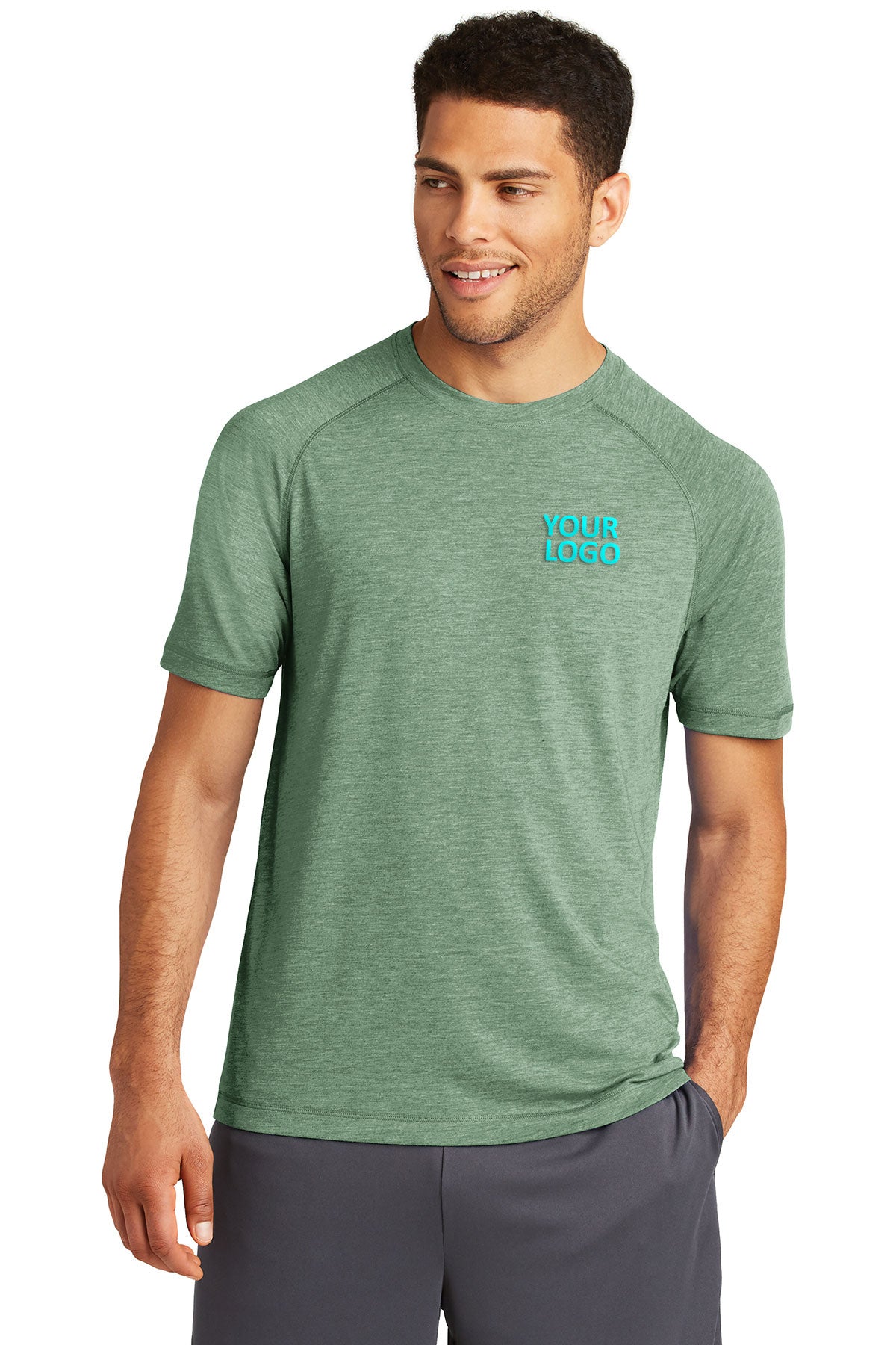 Sport-Tek PosiCharge Tri Blend Custom Wicking Raglan Tee's, Forest Green Heather