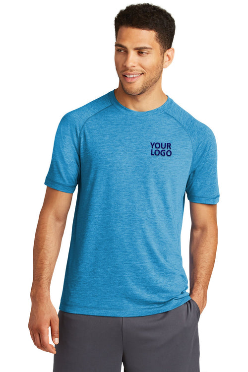 Sport-Tek Ladies PosiCharge Custom Tri Blend Wicking Scoop Neck Raglan Tee's, Pond Blue Heather