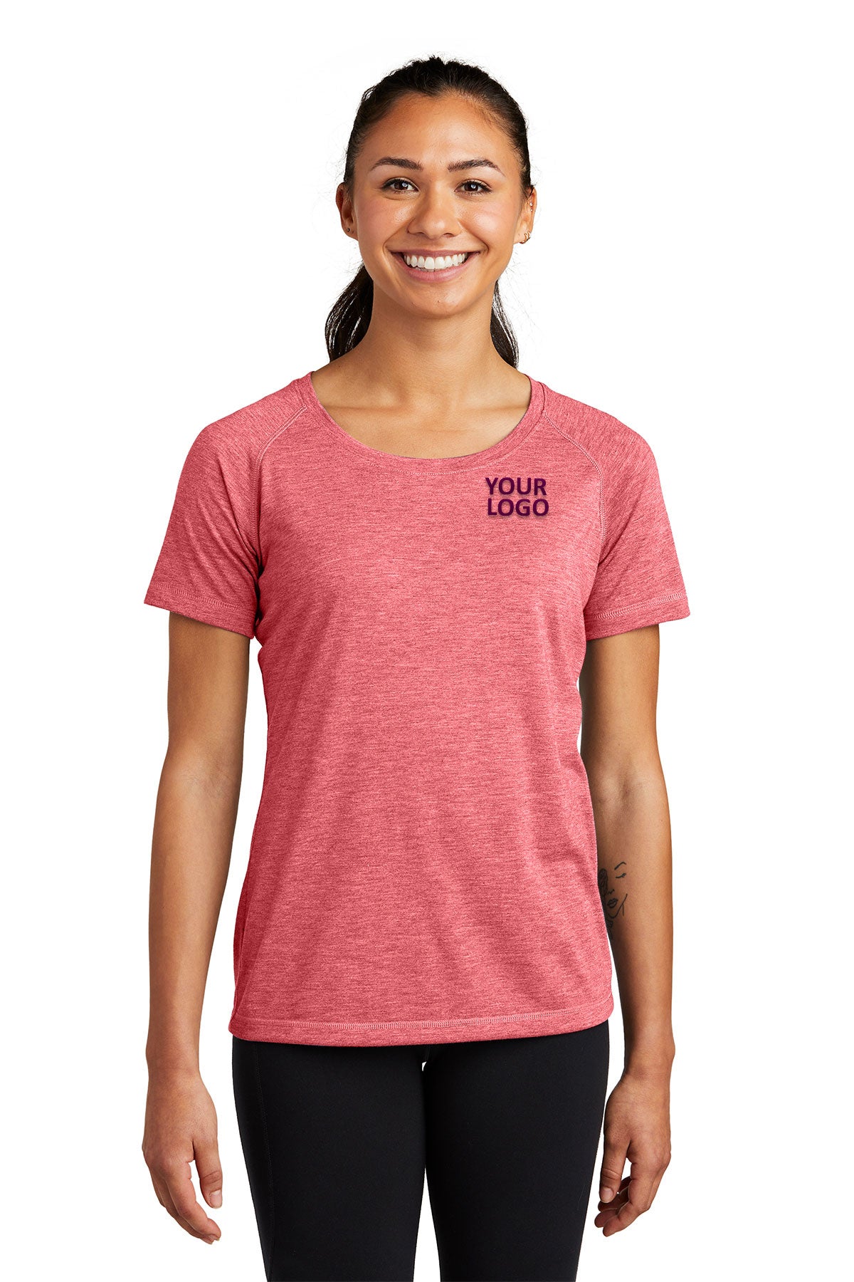 Sport-Tek Ladies PosiCharge Tri-Blend Wicking Scoop Neck Raglan Tee