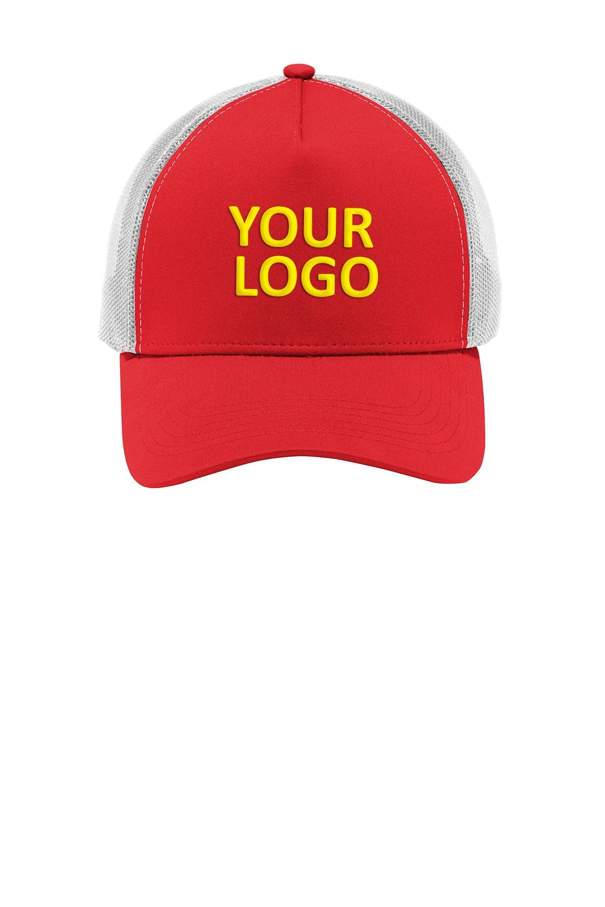 Sport-Tek PosiCharge Competitor Custom Mesh Back Caps, True Red/ White