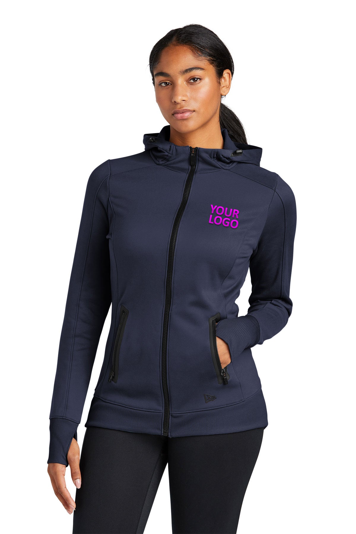 New Era Ladies Venue Custom Zip Hoodies, True Navy [Mosaic Animal Emergency and Specialty]