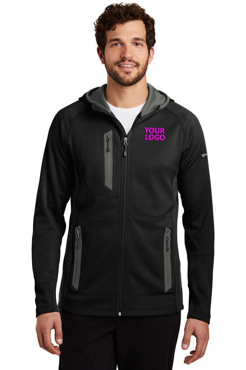 Eddie Bauer Ladies Sport Hooded Customized Fleece Jackets, Black