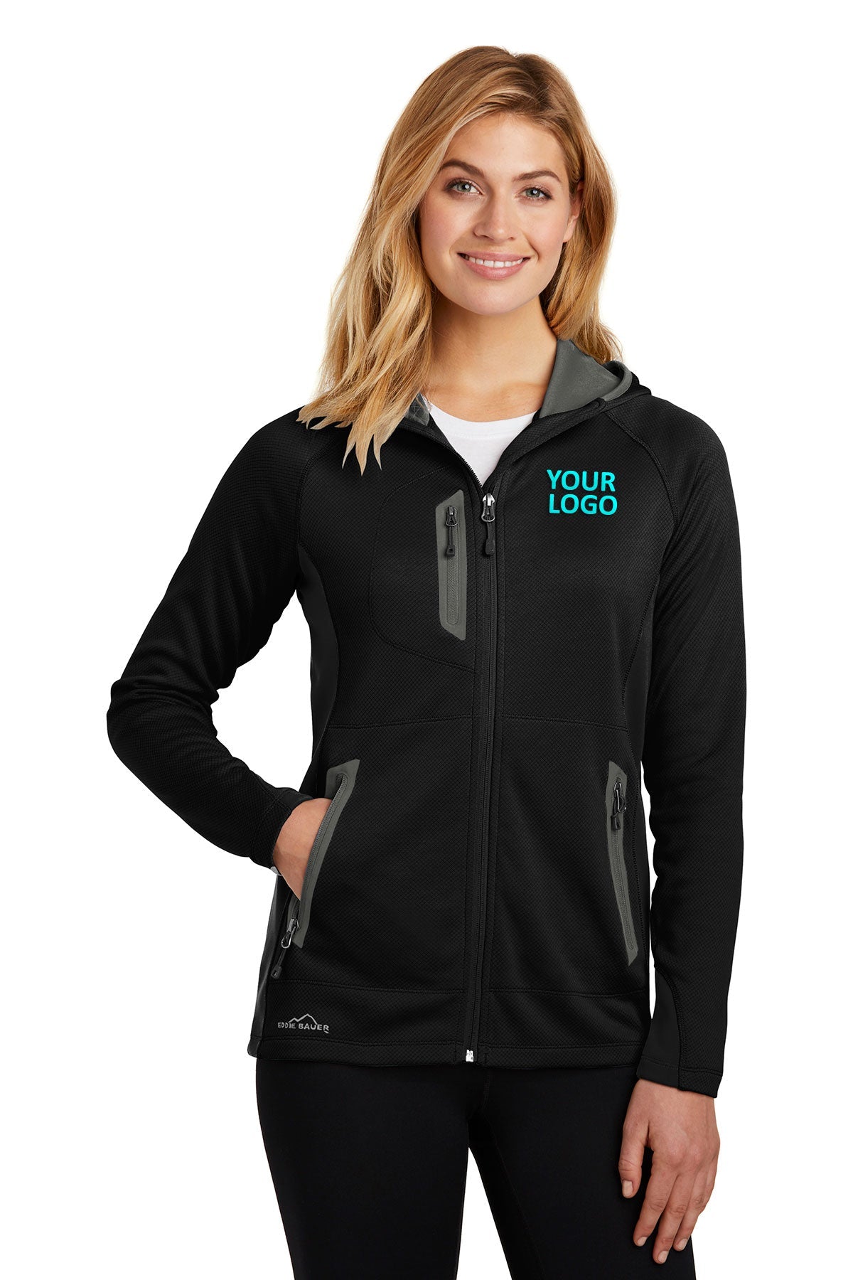 Eddie Bauer Black EB245 company sweatshirts embroidered