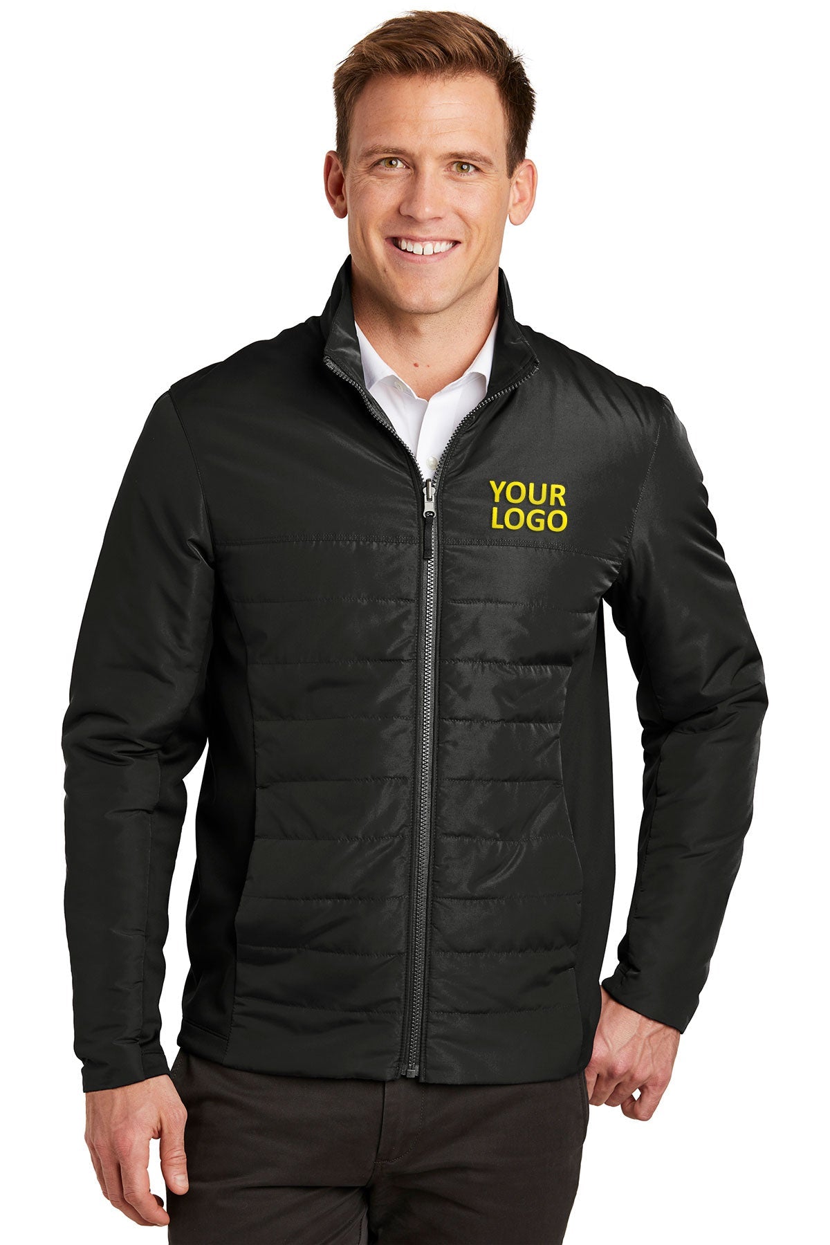 Port Authority Deep Black J902 promotional jackets company logo