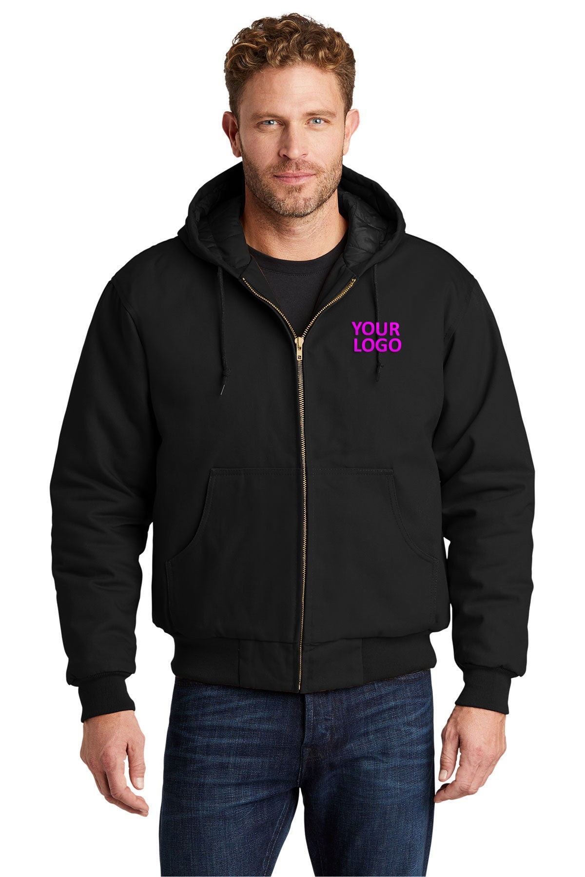 CornerStone Black J763H embroidered team jackets
