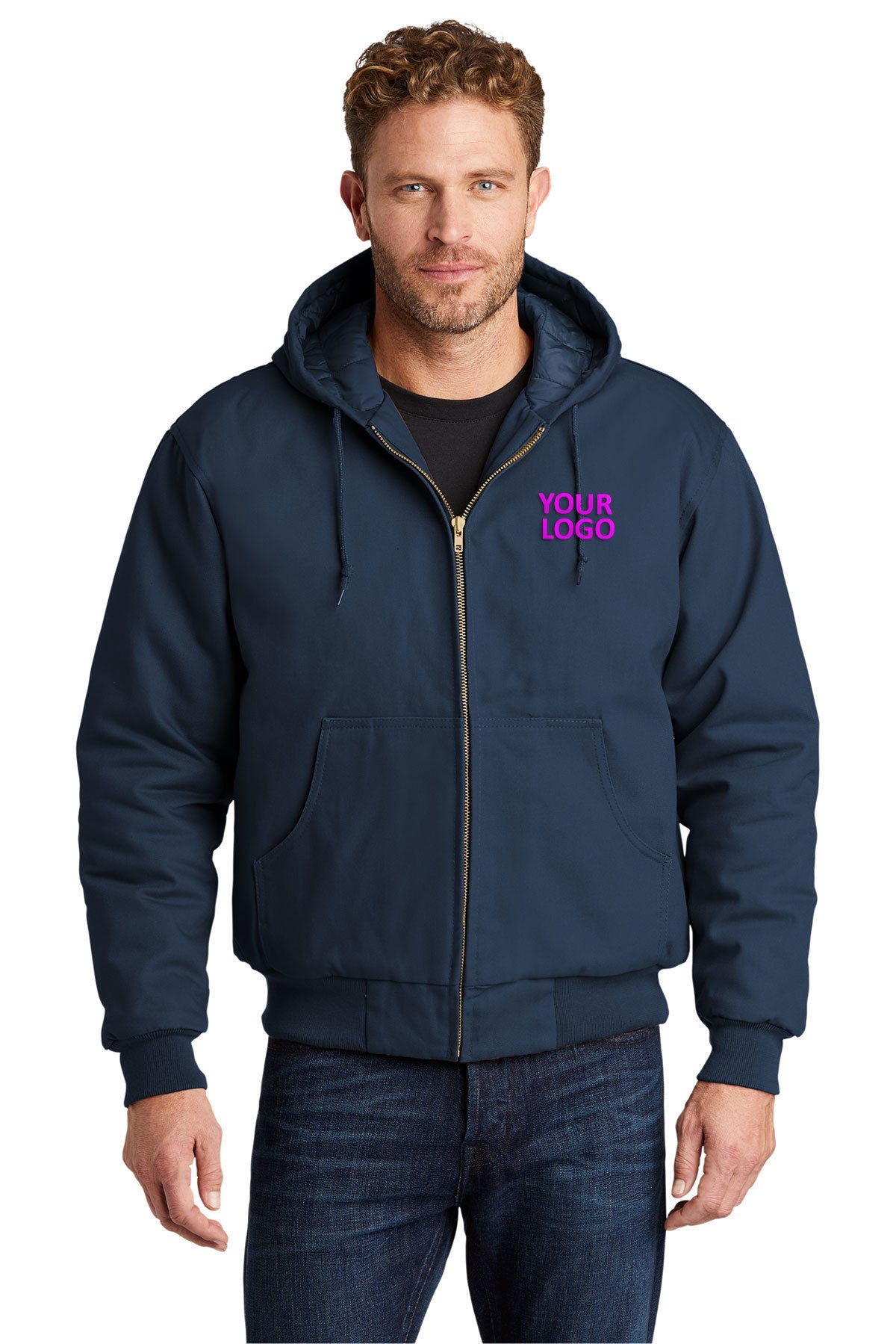 CornerStone Navy J763H business jackets with logo