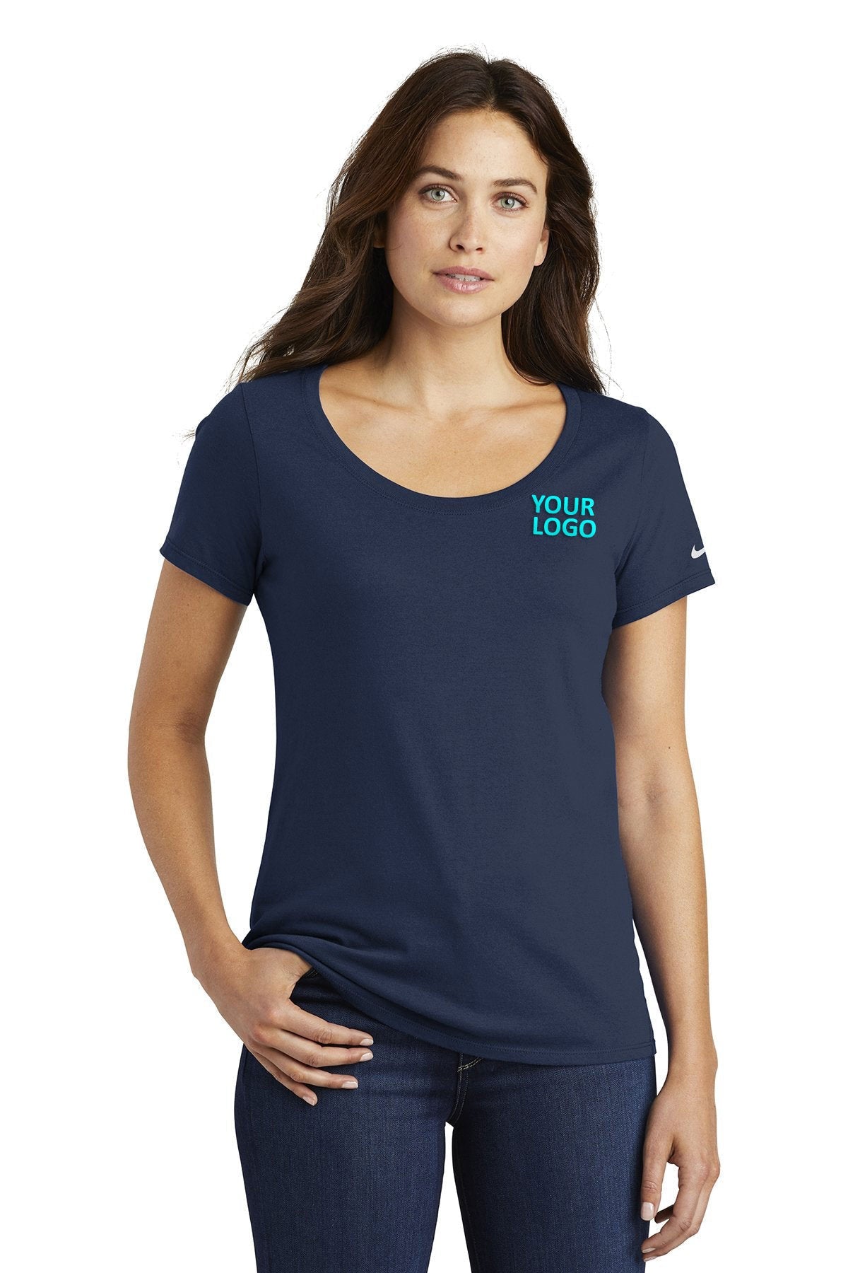 nike ladies core cotton scoop neck tee nkbq5236 college navy
