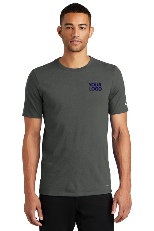 Nike Ladies Dri-FIT Scoop Neck Customized Tees, Anthracite
