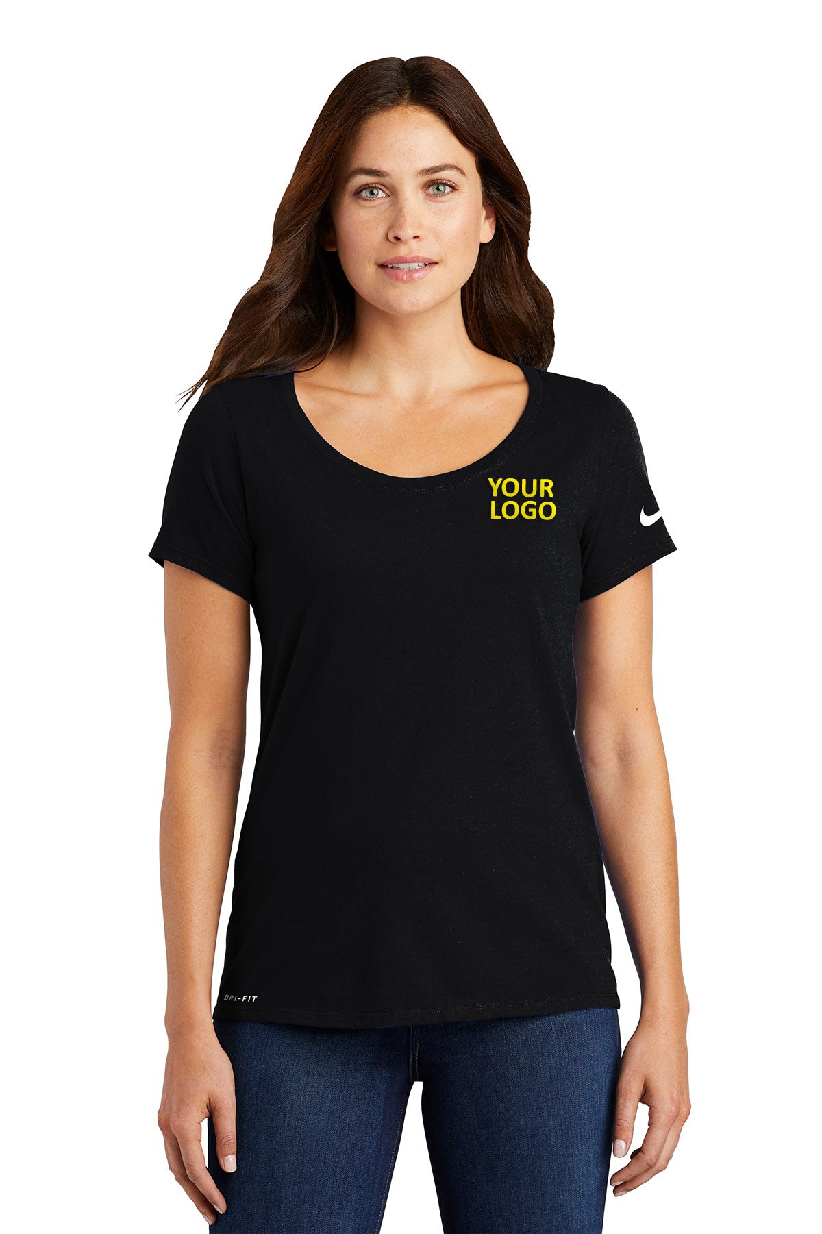 nike ladies drifit cottonpoly scoop neck tee nkbq5234 black