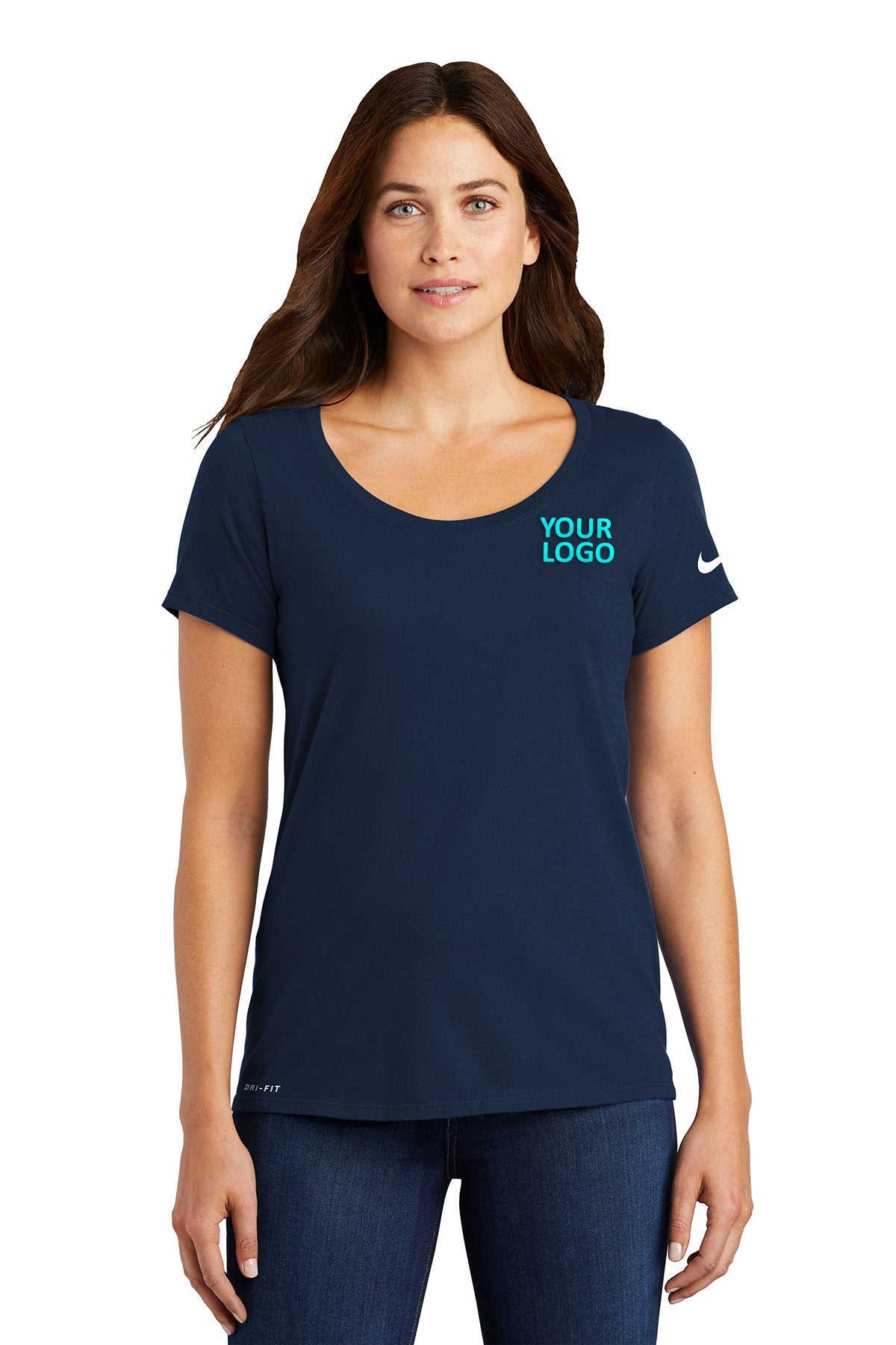Nike Ladies DriFIT CottonPoly Scoop Neck Custom Tees, College Navy [CEI Consulting]