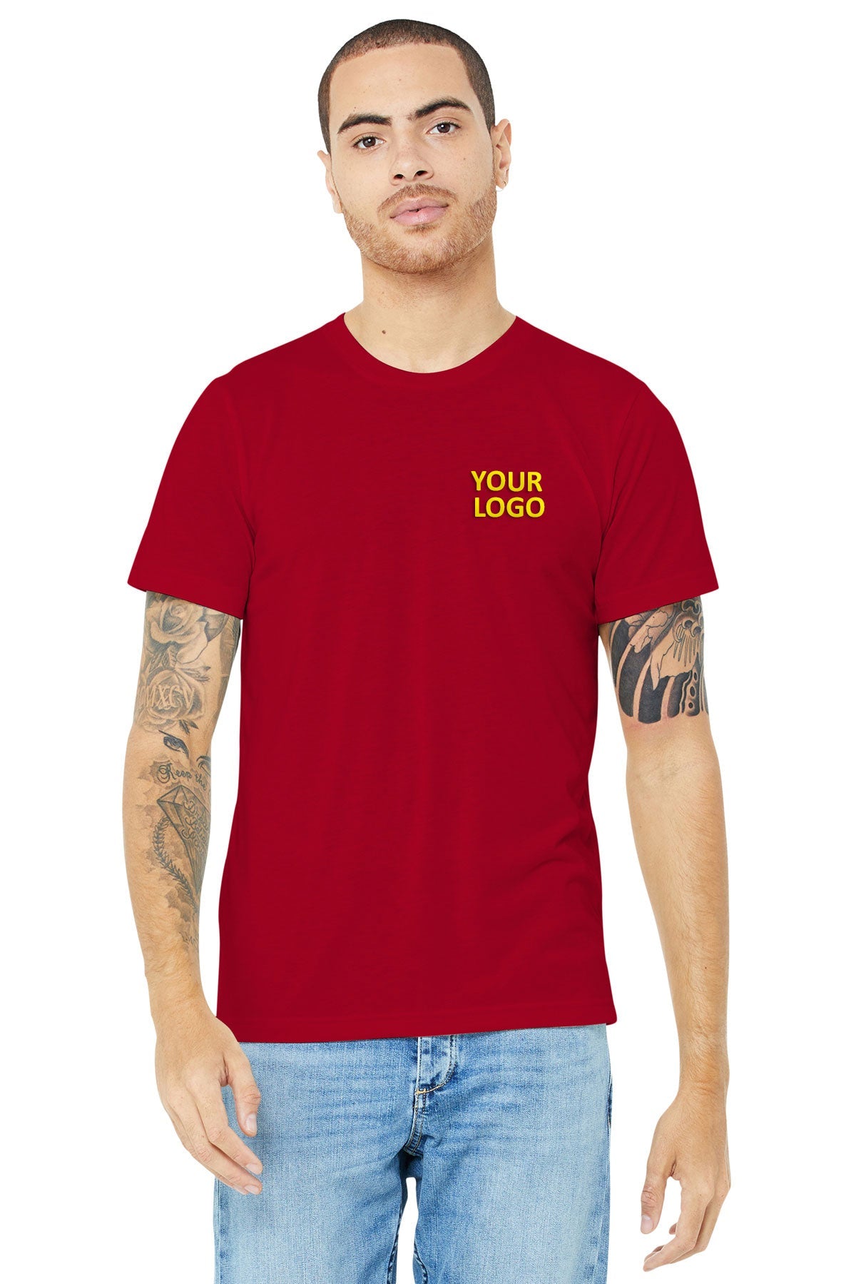 bella + canvas unisex made in the usa jersey short sleeve t-shirt 3001u red