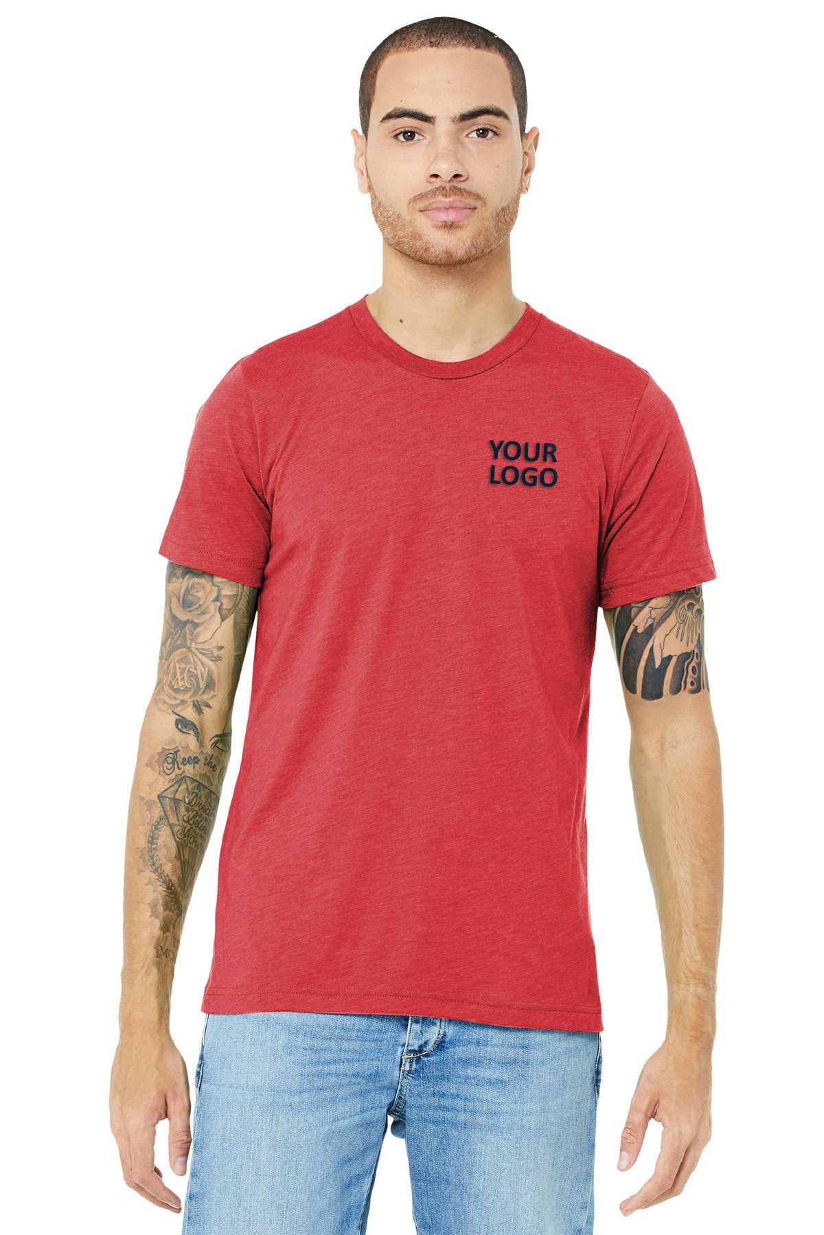 bella + canvas unisex triblend short sleeve t-shirt 3413c red triblend