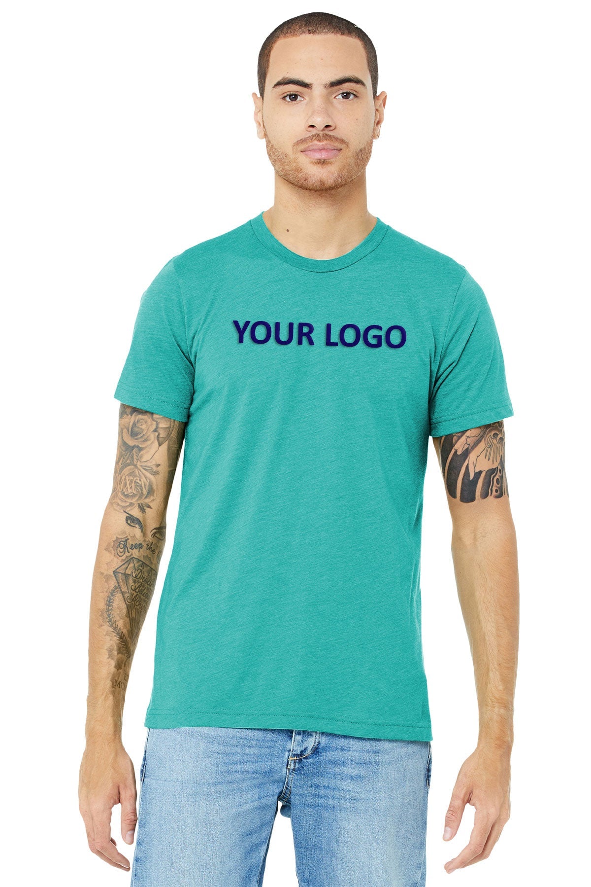 bella + canvas unisex triblend short sleeve t-shirt 3413c sea green trblnd