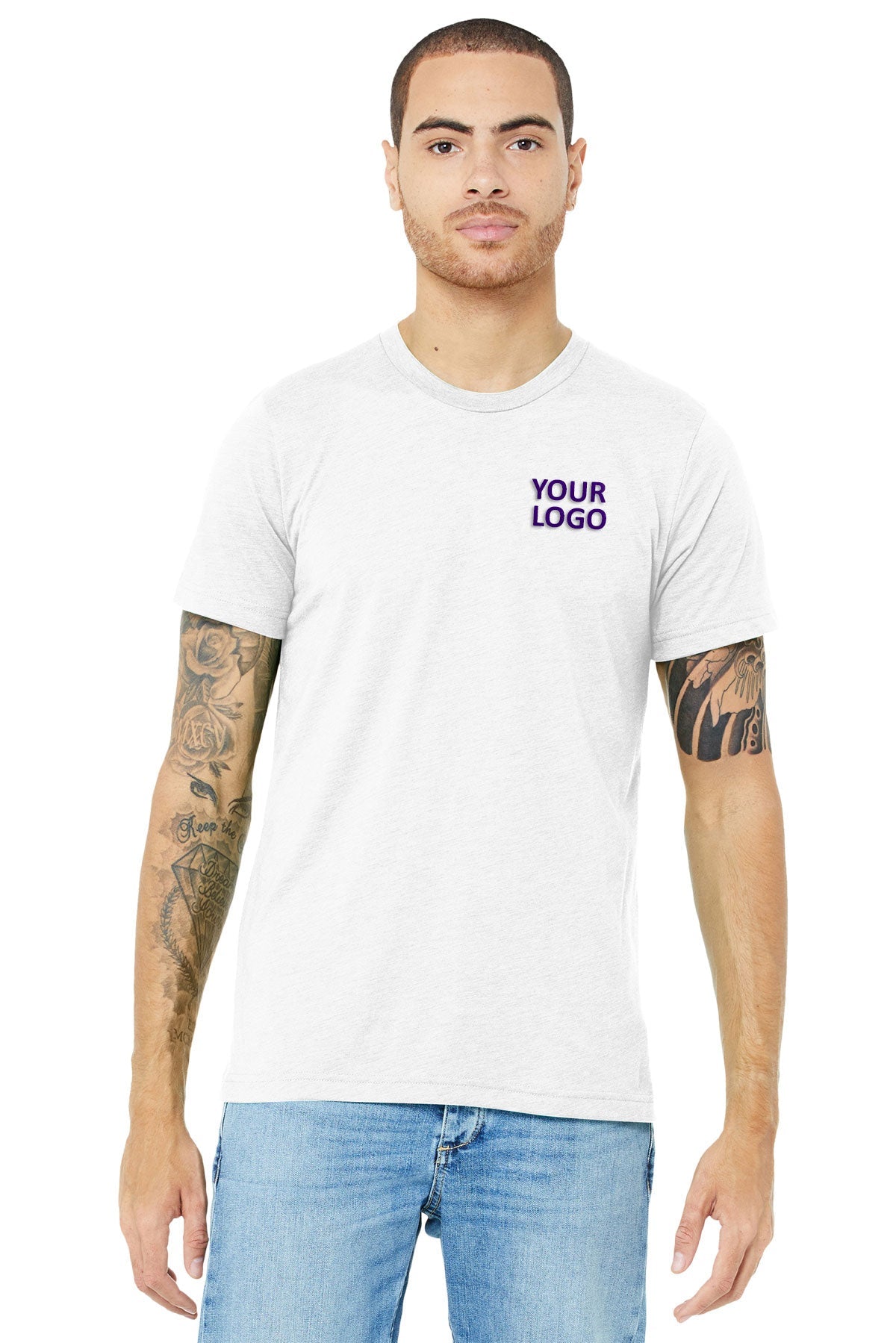 bella + canvas unisex triblend short sleeve t-shirt 3413c solid wht trblnd