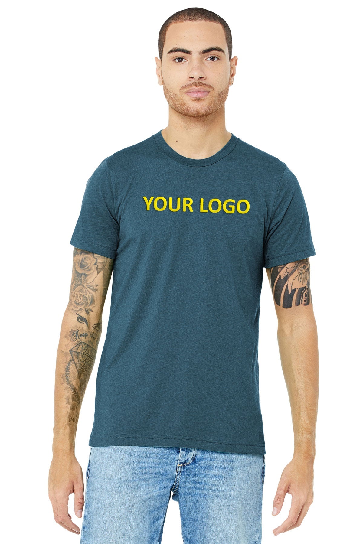 bella + canvas unisex triblend short sleeve t-shirt 3413c steel blu trblnd