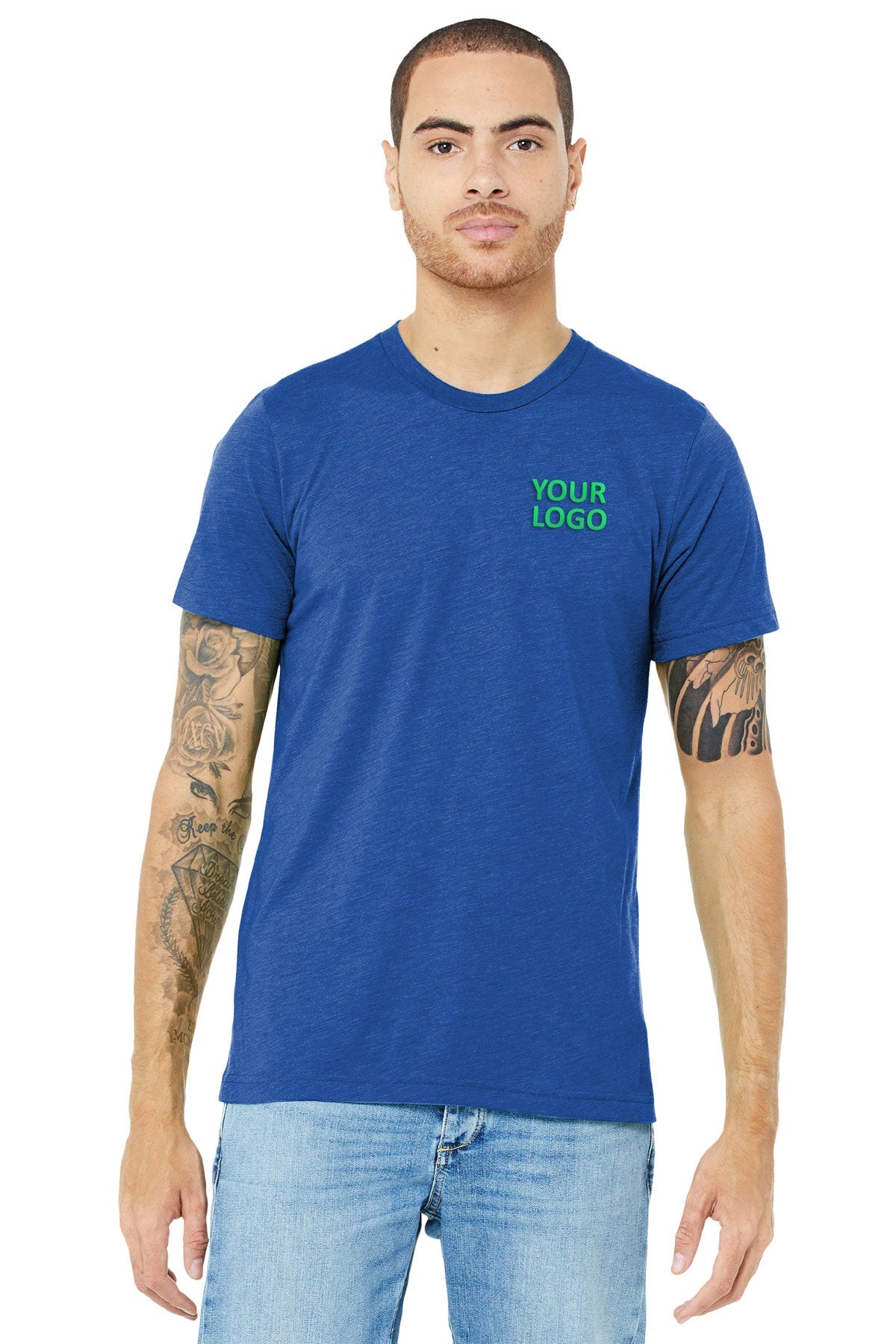 bella + canvas unisex triblend short sleeve t-shirt 3413c true royal trbln