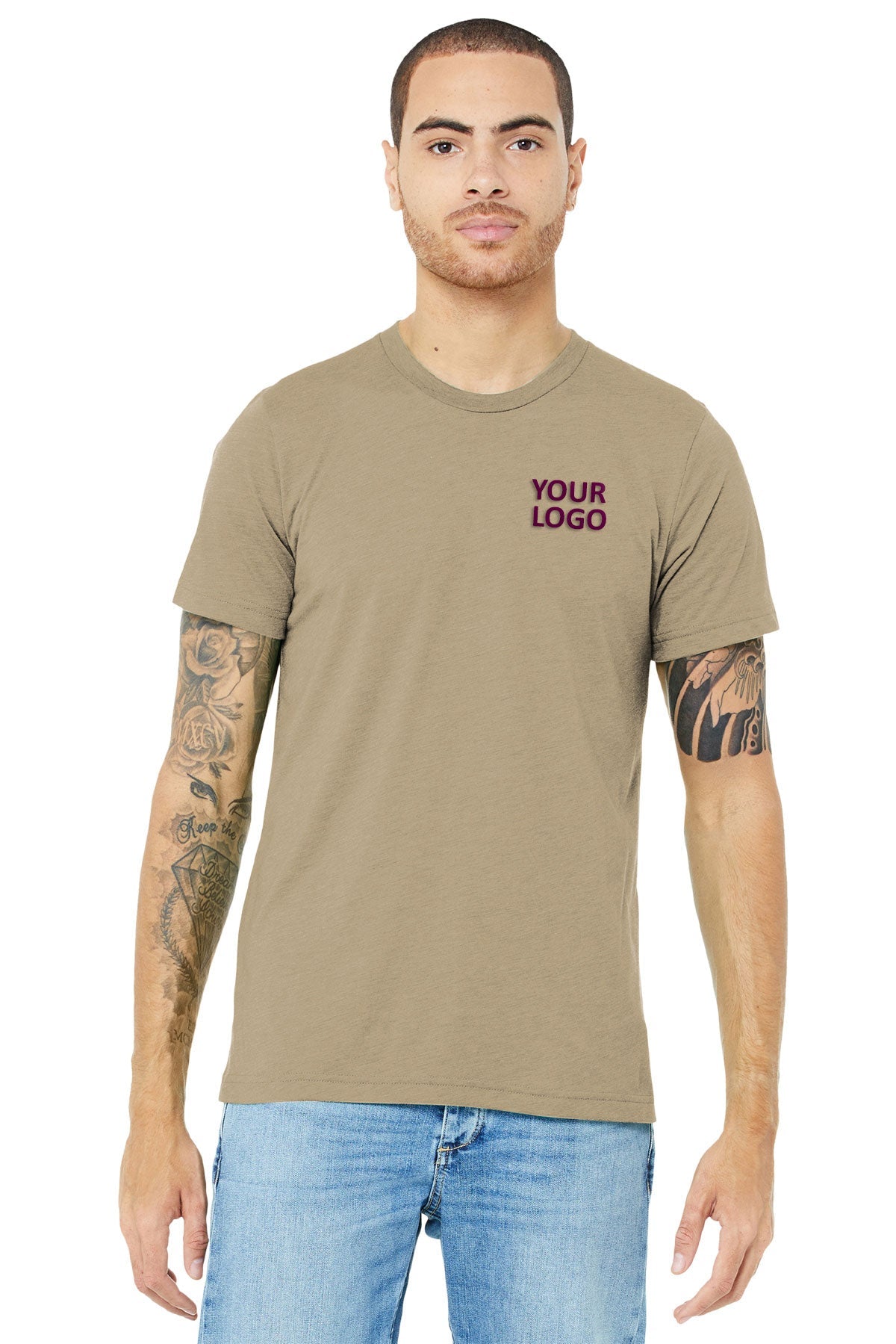 bella + canvas unisex triblend short sleeve t-shirt 3413c tan triblend