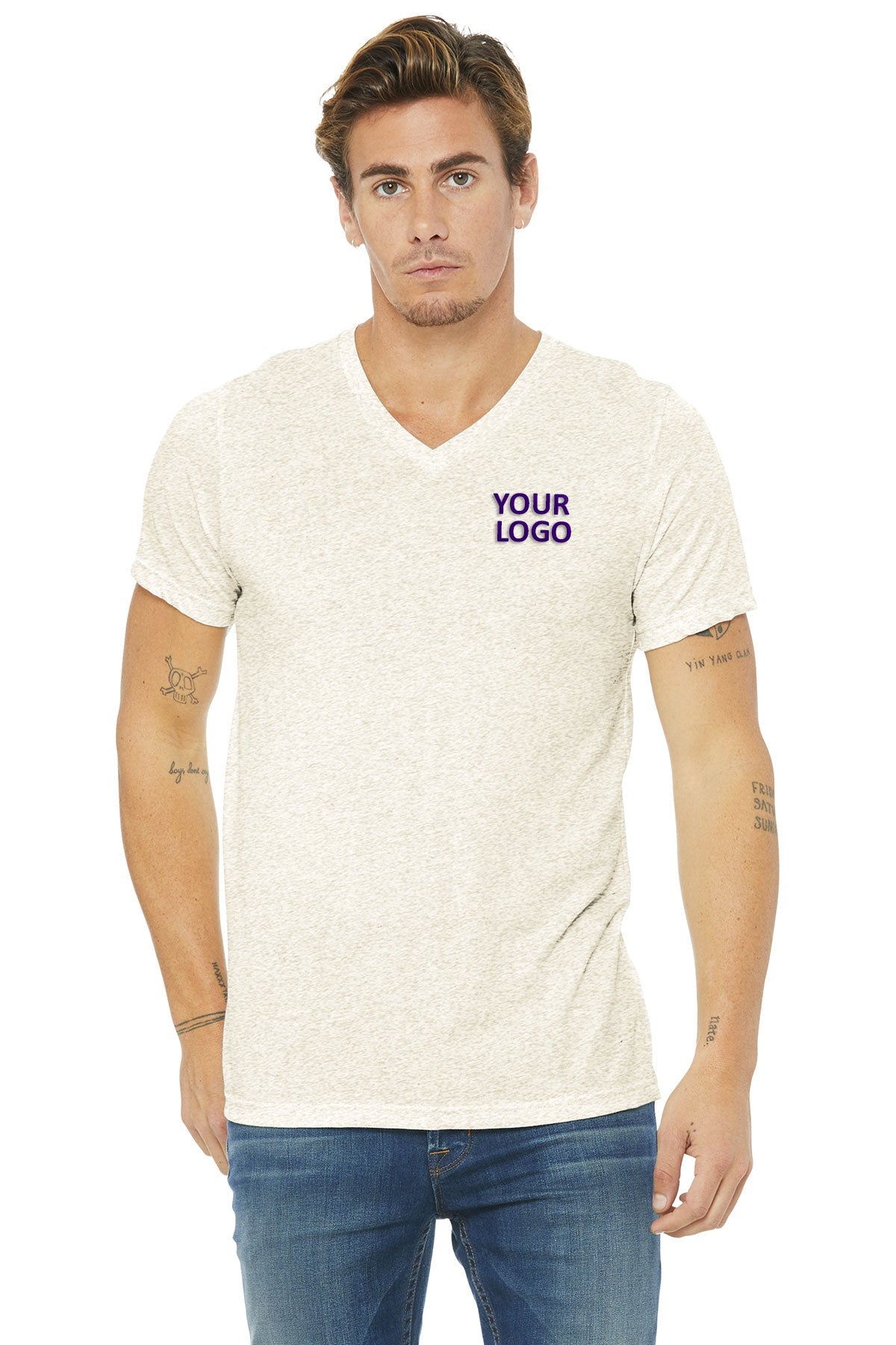 Bella Canvas Unisex Triblend V-Neck, Oatmeal [Adam Equipment]