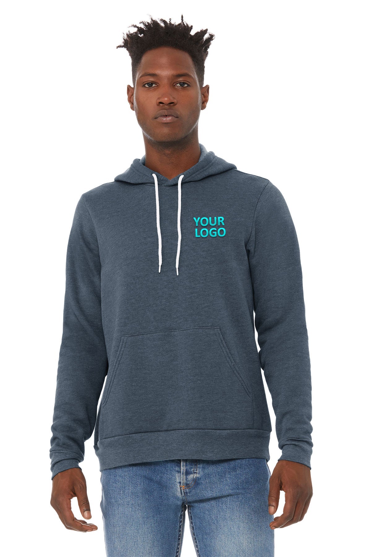 Bella + Canvas Heather Navy 3719 custom work sweatshirts