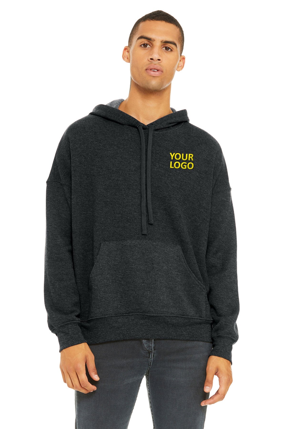 Bella + Canvas Dark Gry Heather 3729 sweatshirts with logo embroidery