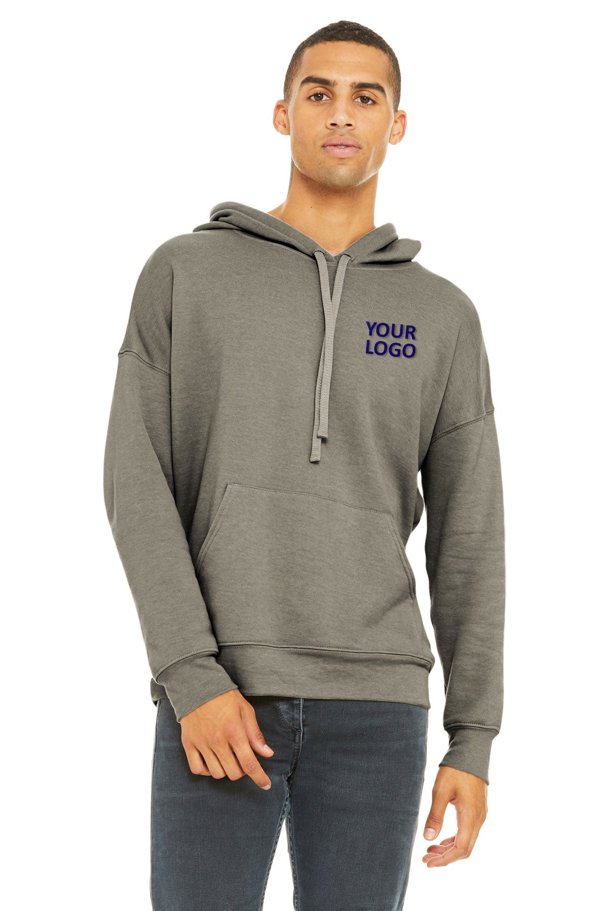 Bella + Canvas Heather Stone 3729 sweatshirts with logo embroidery