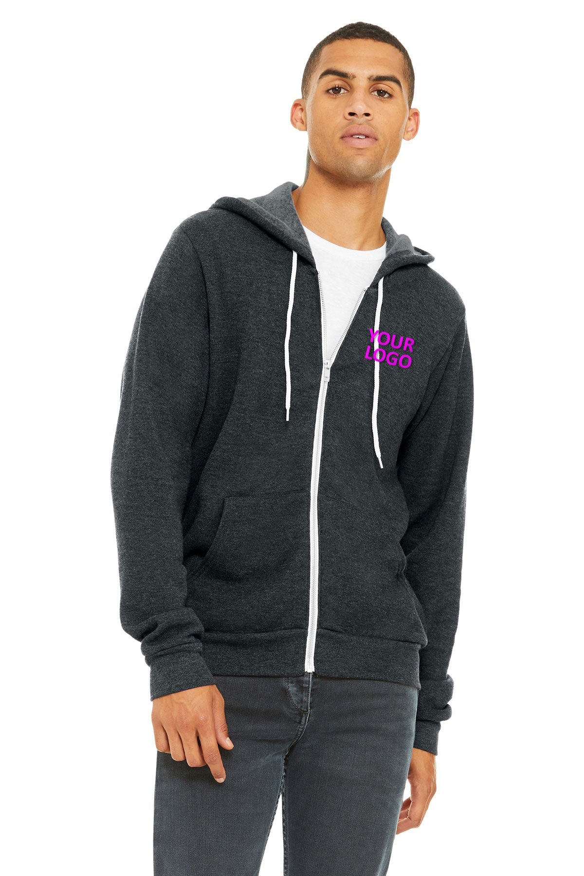 Bella + Canvas Dk Grey Heather 3739 custom sweatshirts for business