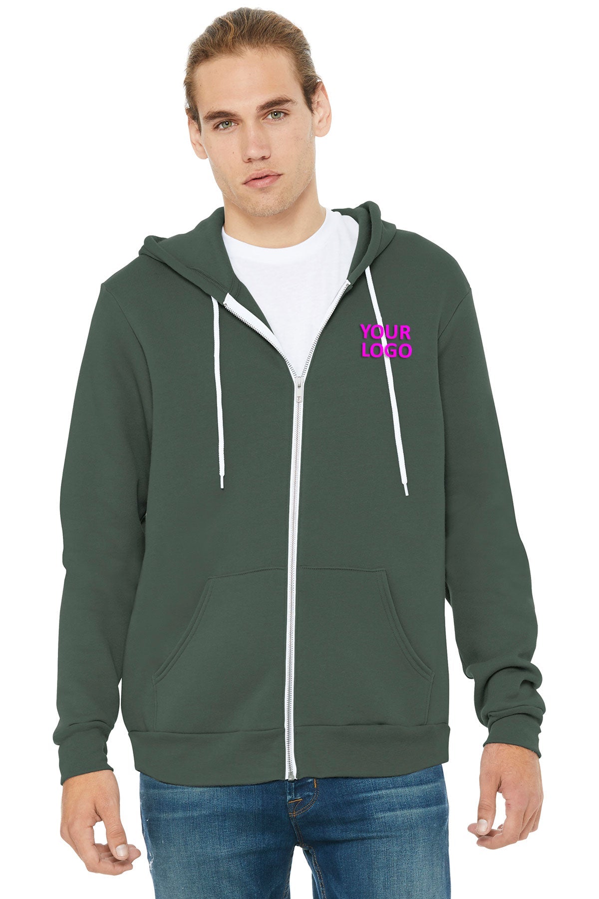 Bella + Canvas Military Green 3739 sweatshirts custom logo