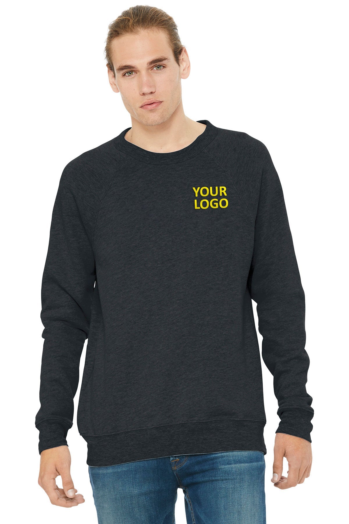 Bella + Canvas Dark Grey Hthr 3901 custom business sweatshirts