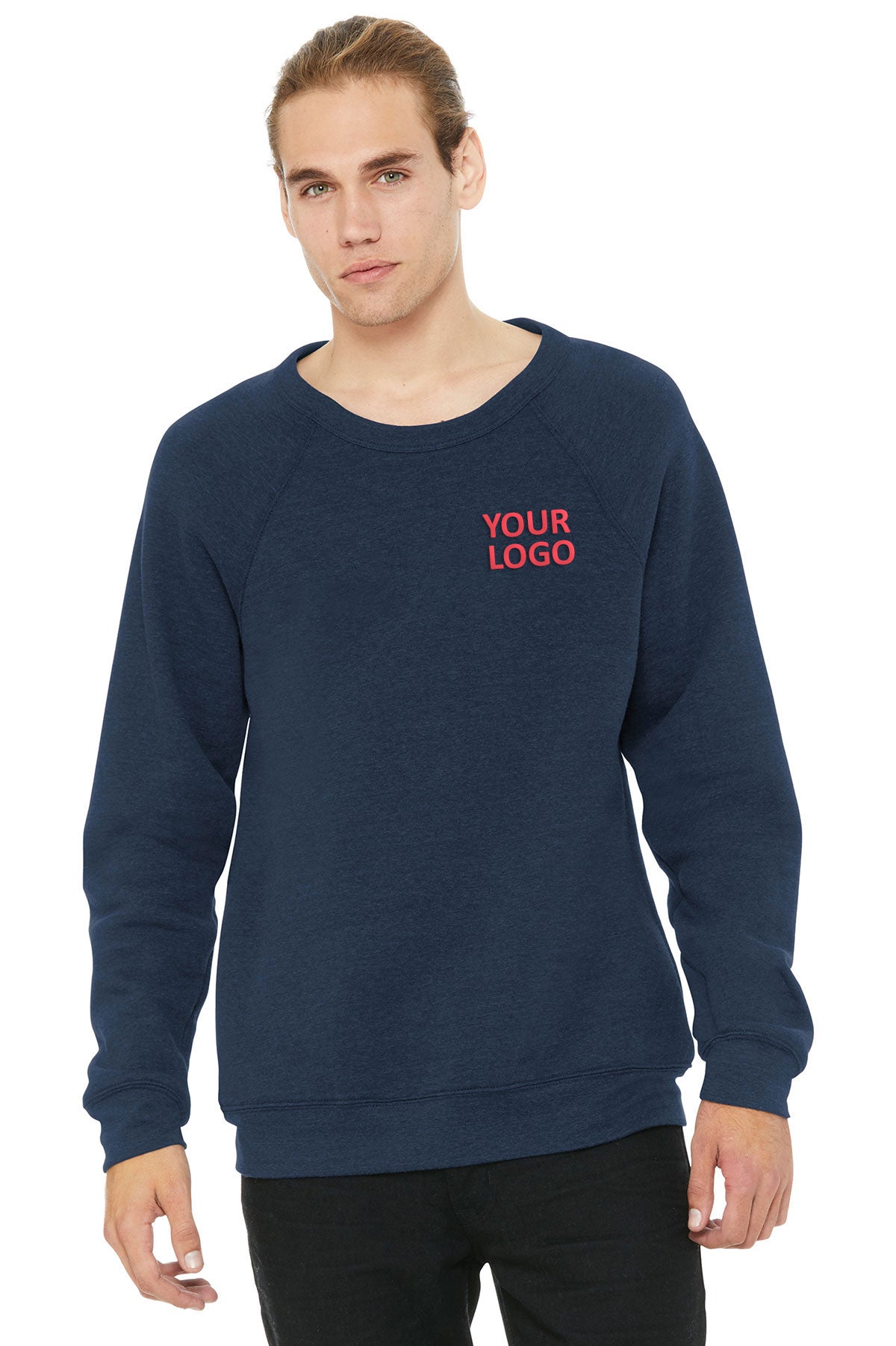 Bella + Canvas Heather Navy 3901 custom business sweatshirts
