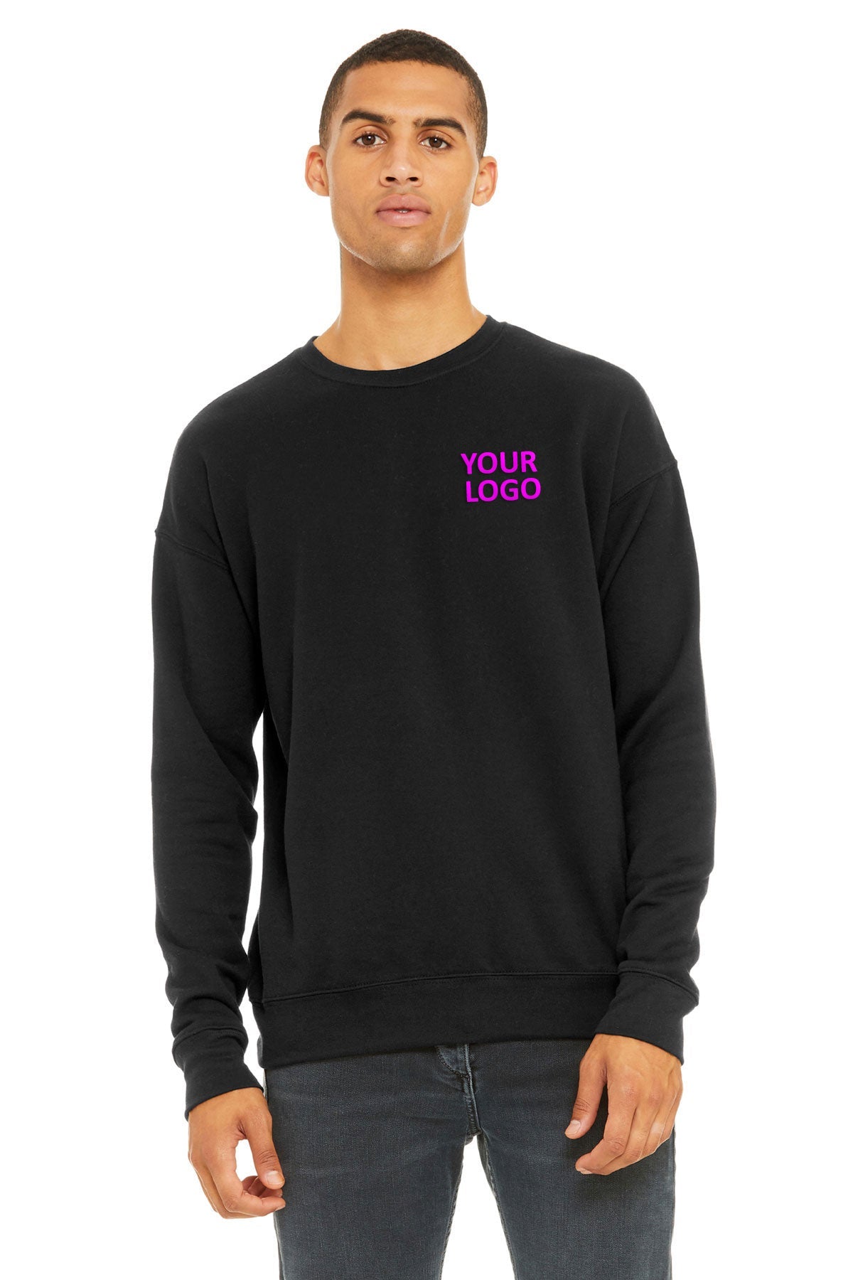 Bella + Canvas Black 3945 sweatshirts with company logo