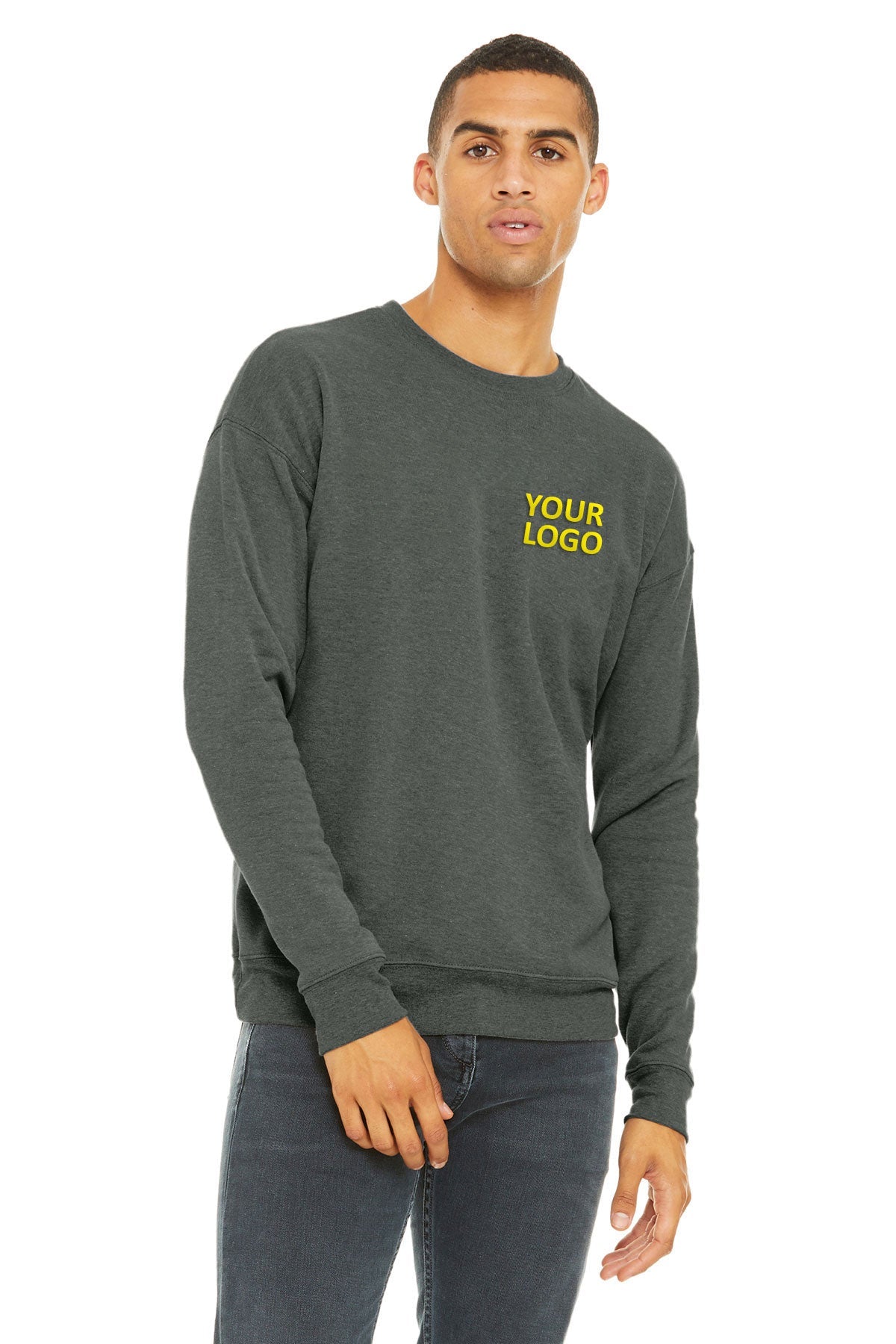 Bella + Canvas Deep Heather 3945 sweatshirts with company logo