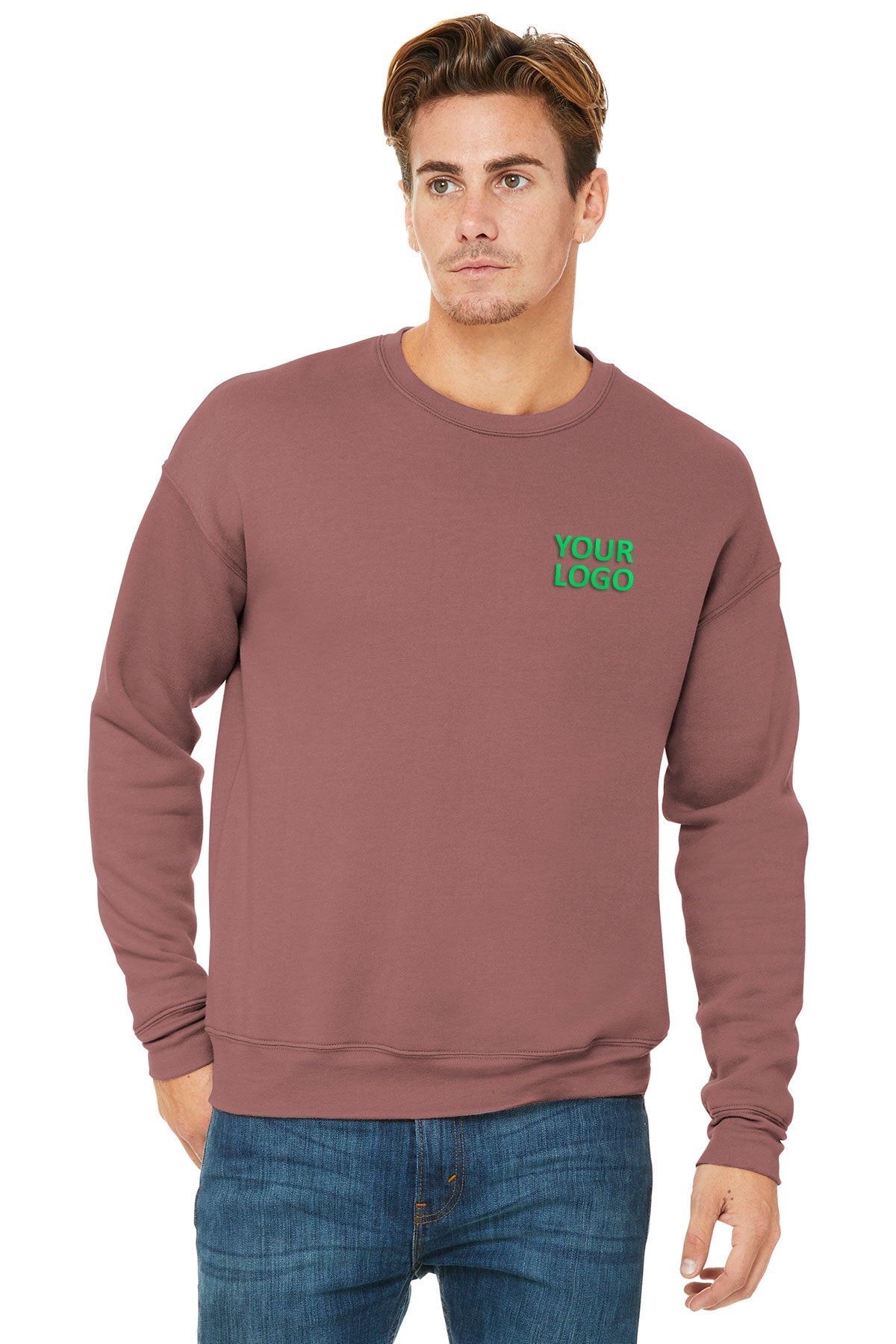 Bella + Canvas Mauve 3945 sweatshirts with company logo