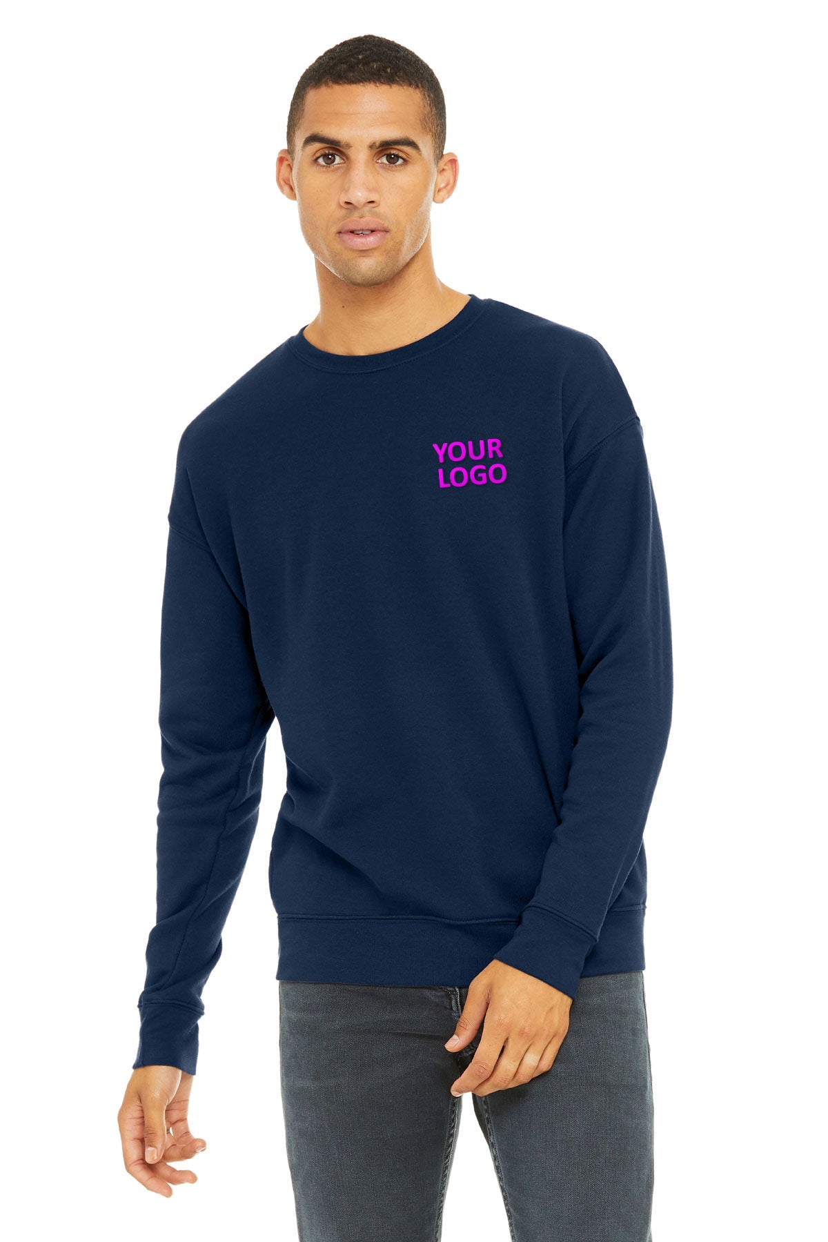 Bella + Canvas Navy 3945 sweatshirts with company logo