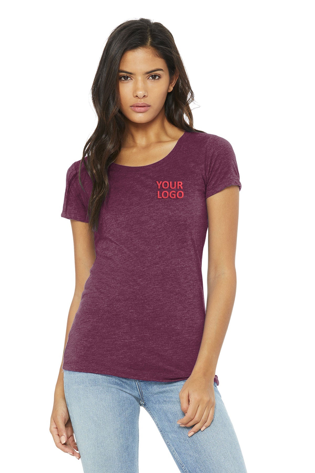 bella + canvas ladies triblend short sleeve t-shirt b8413 maroon triblend