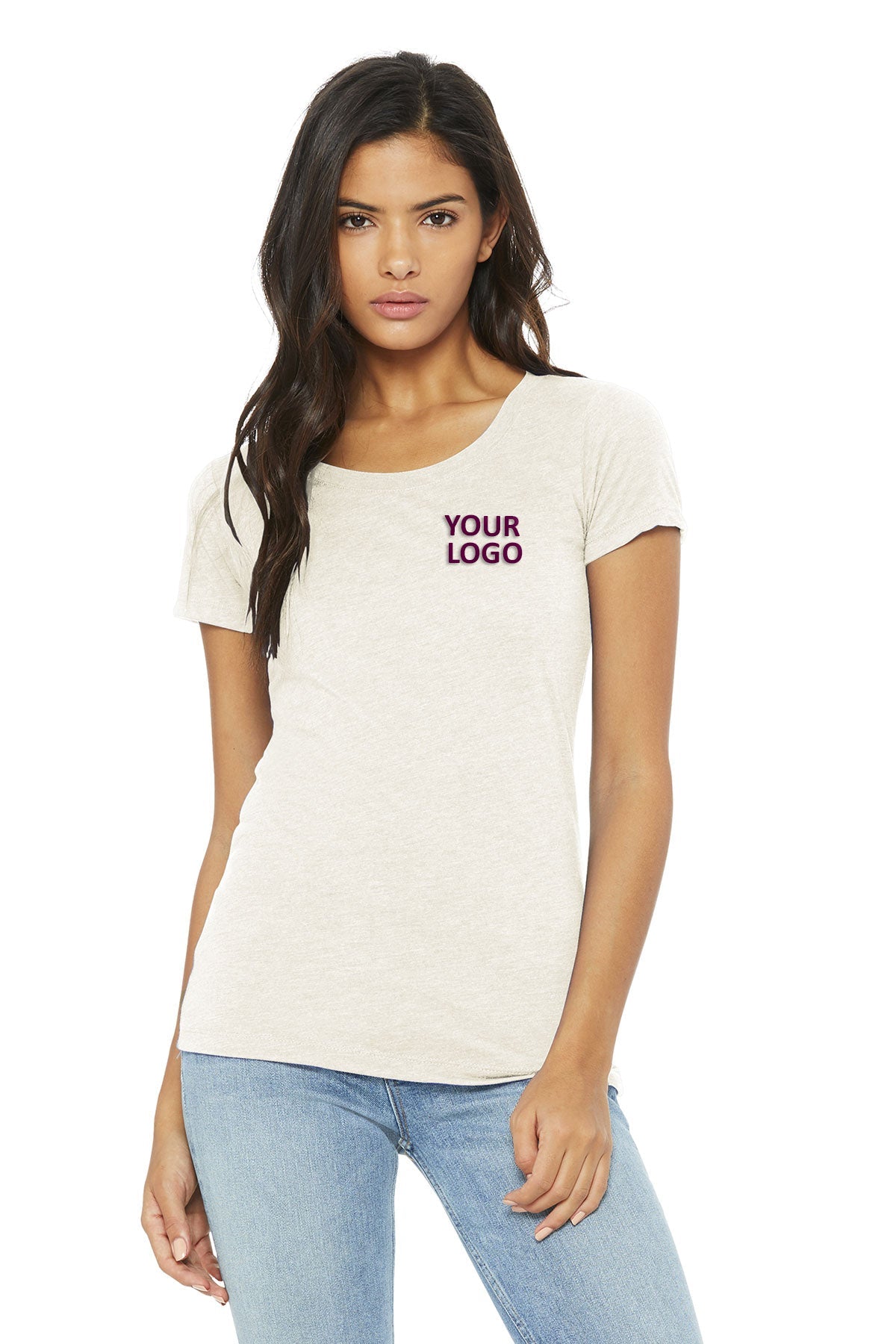 bella + canvas ladies triblend short sleeve t-shirt b8413 oatmeal triblend