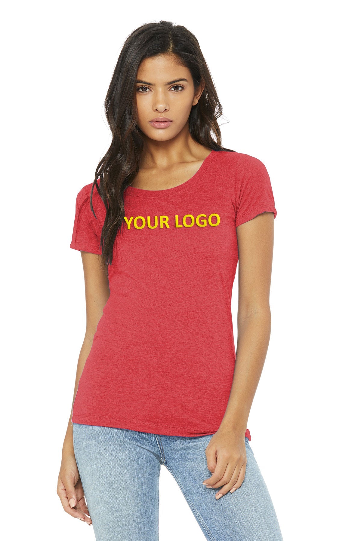 bella + canvas ladies triblend short sleeve t-shirt b8413 red triblend