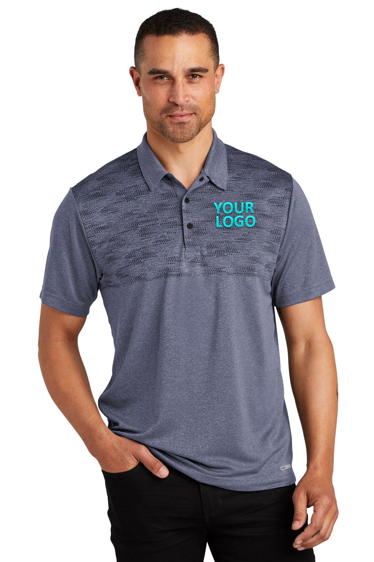 OGIO Navy Heather OG140 embroidered polo shirts custom