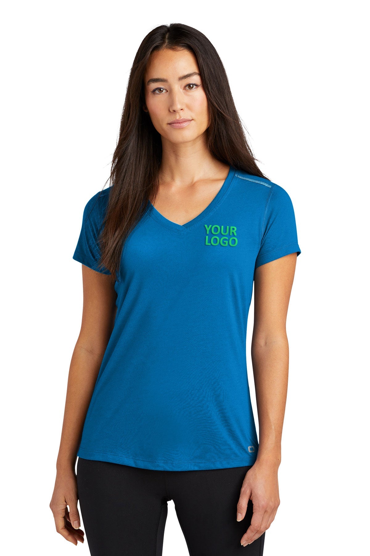 ogio endurance ladies peak v neck tee loe337 bolt blue