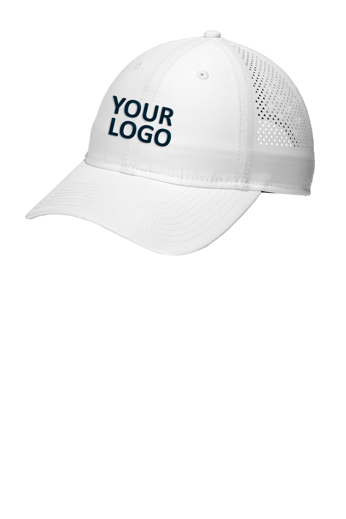 New Era Perforated Performance Custom Caps, White
