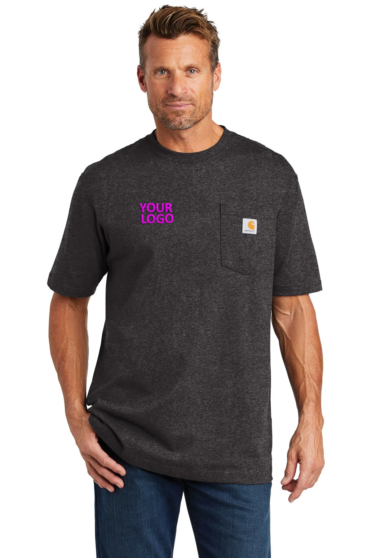 Company Logo Carhartt Workwear Pocket Short Sleeve T-Shirt CTK87 Carbon Heather